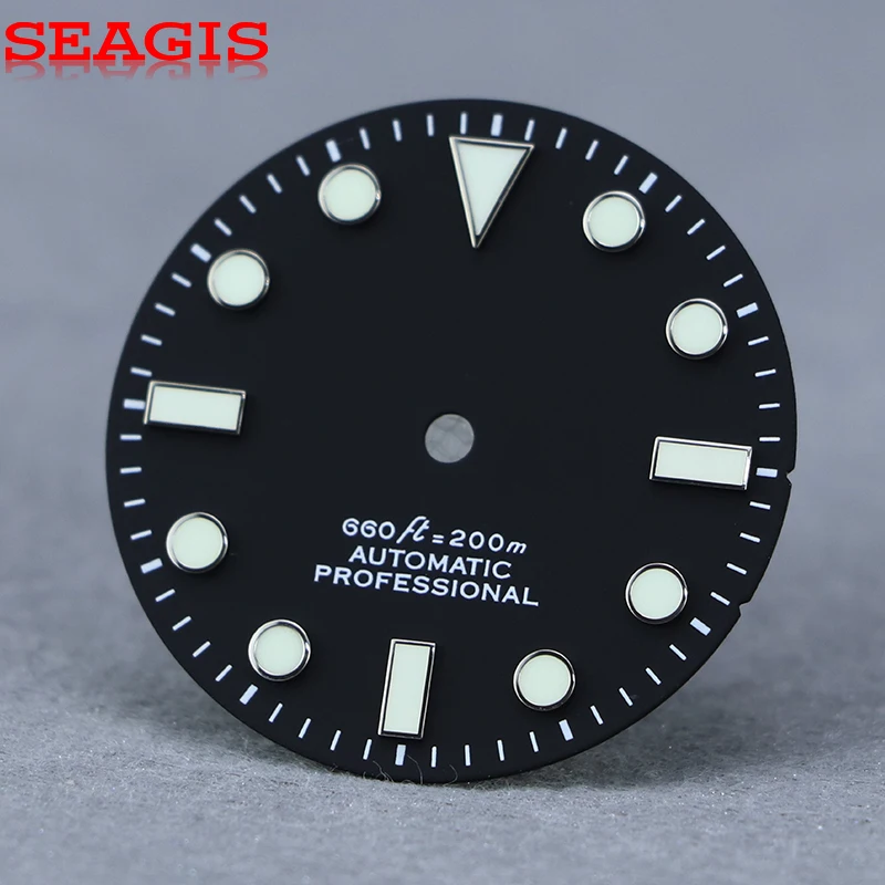 SEAGIS 28.5mm Dial matte white Black Index Luminous Dial For NH35 Movement Skx007 No Logo No Date Watch Face
SEAGIS 28.5mm Dial matte white Black Index Luminous Dial For NH35 Movement Skx007 No Logo No Date Watch Face