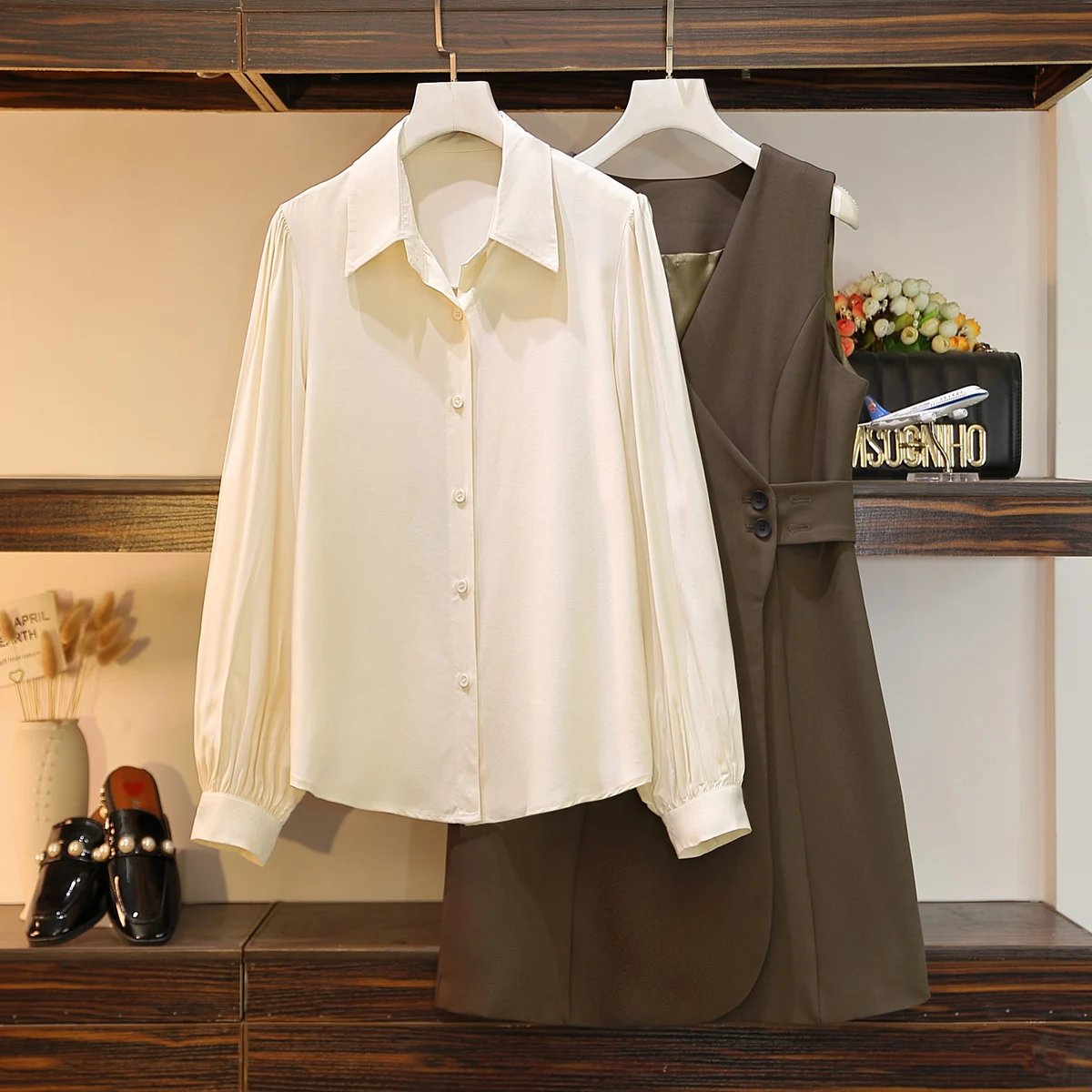 Women 2022 New Spring Dress Office Suit White Shirt Top And Sundress Two Piece Set Outfit Plus Size Ladies Workwear Clothing
Women 2022 New Spring Dress Office Suit White Shirt Top And Sundress Two Piece Set Outfit Plus Size Ladies Workwear Clothing