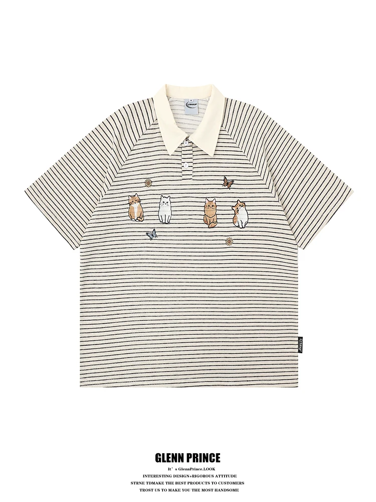 Retro Embroidery Striped Shirt Men's Loose Fit Summer Fashion Casual Breathable Polyester Blend Short Sleeve Top
Retro Embroidery Striped Shirt Men's Loose Fit Summer Fashion Casual Breathable Polyester Blend Short Sleeve Top