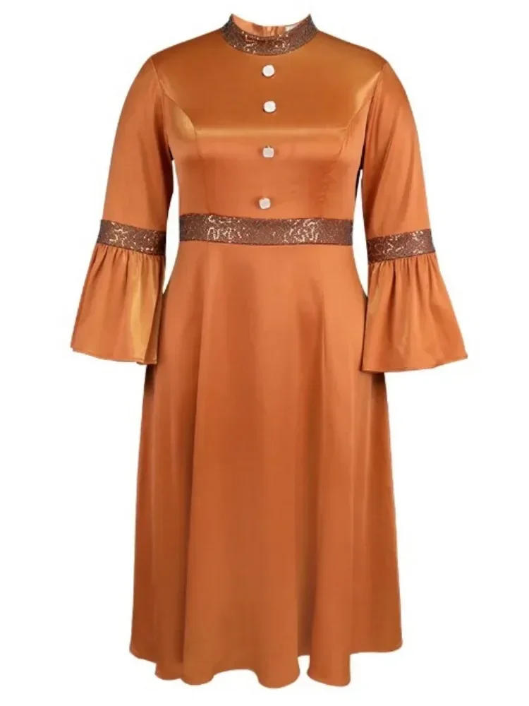 2025 new fall fashion large size half high neck dress flared sleeve A-line skirt dress
2025 new fall fashion large size half high neck dress flared sleeve A-line skirt dress