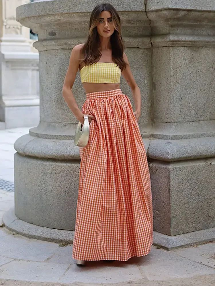 Fashion Cotton Maxi Skirt Sets For Women Elegant Sling Crop Tube Top High Waist Long Skirt 2 Pieces Set Summer Lady Chic Outfits
Fashion Cotton Maxi Skirt Sets For Women Elegant Sling Crop Tube Top High Waist Long Skirt 2 Pieces Set Summer Lady Chic Outfits