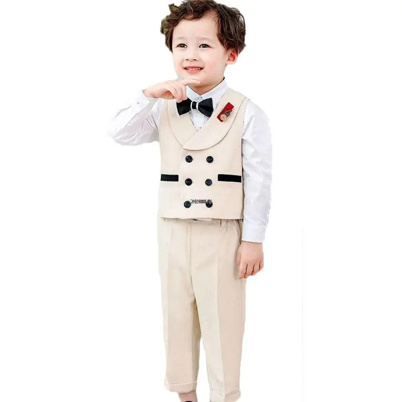 Flower Boys Champagne Wedding Suit Prince Kids Vest Pants Badge Bowtie Photograph Dress Children Birthday Performance Costume
Flower Boys Champagne Wedding Suit Prince Kids Vest Pants Badge Bowtie Photograph Dress Children Birthday Performance Costume
