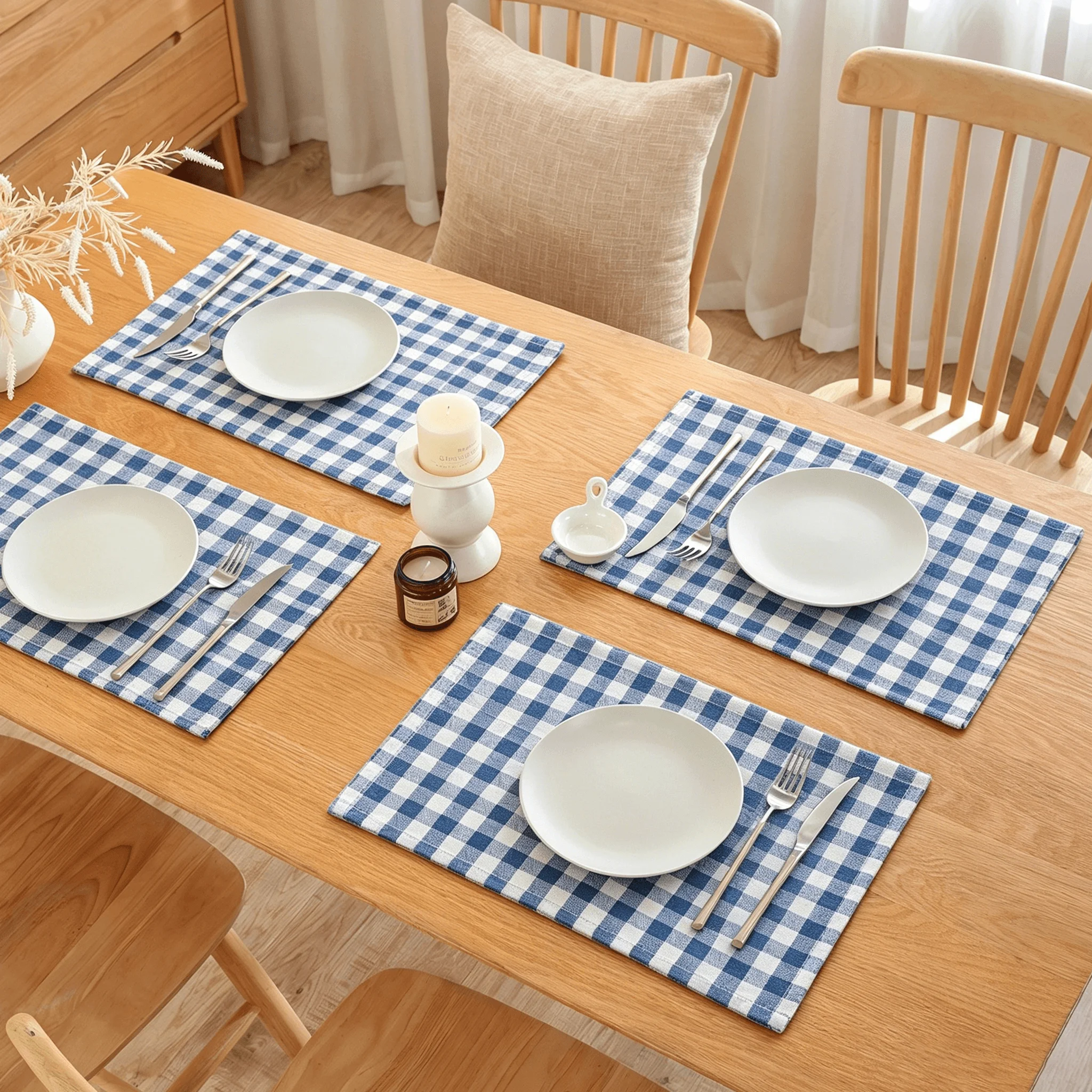 2/6/12PCS Blue White Plaid Placemats, Washable Non-Slip Heat Resistant Table Mats, Reusable Kitchen Dining Table Decor
2/6/12PCS Blue White Plaid Placemats, Washable Non-Slip Heat Resistant Table Mats, Reusable Kitchen Dining Table Decor