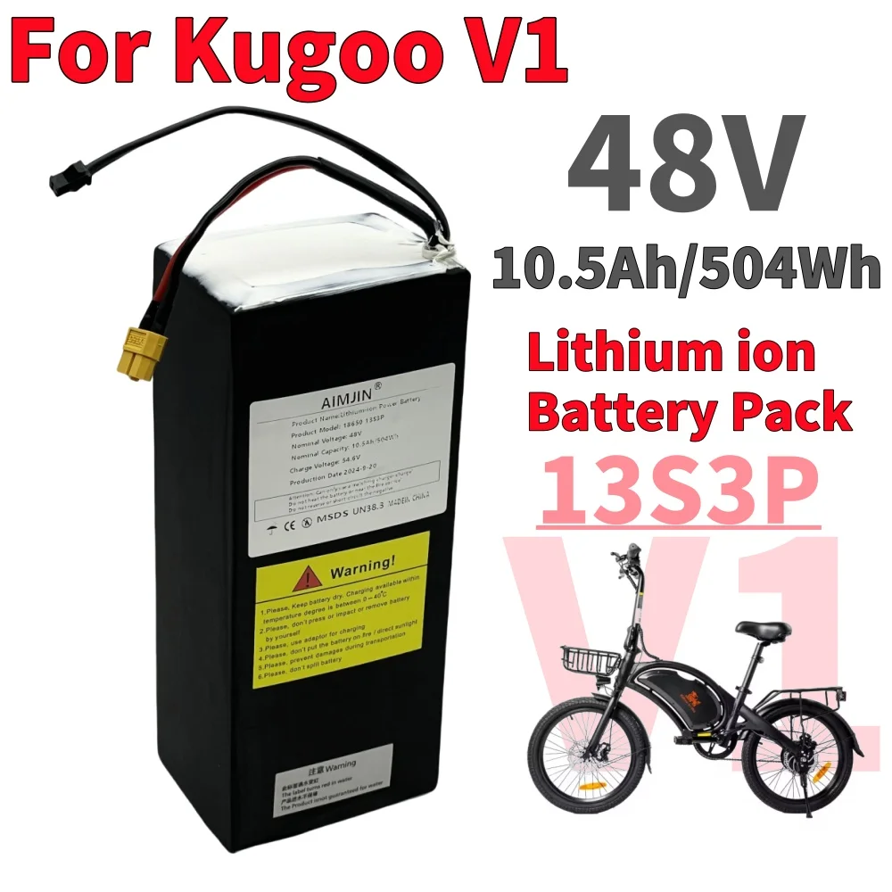 For Kugoo V1 Bicycle Battery 48V 10500mAh 504Wh 13S3P Lithium-ion Pack with BMS for Electric Bicycles
For Kugoo V1 Bicycle Battery 48V 10500mAh 504Wh 13S3P Lithium-ion Pack with BMS for Electric Bicycles