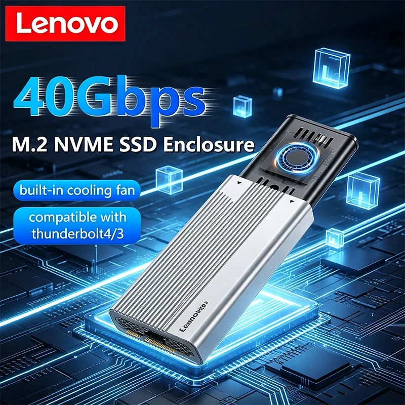 Lenovo USB4 40Gbps M.2 NVMe SSD Enclosure with Cooling Fan PCIe 4.0 Solid State Drive Case Compatible with Thunderbolt 4/3
Lenovo USB4 40Gbps M.2 NVMe SSD Enclosure with Cooling Fan PCIe 4.0 Solid State Drive Case Compatible with Thunderbolt 4/3