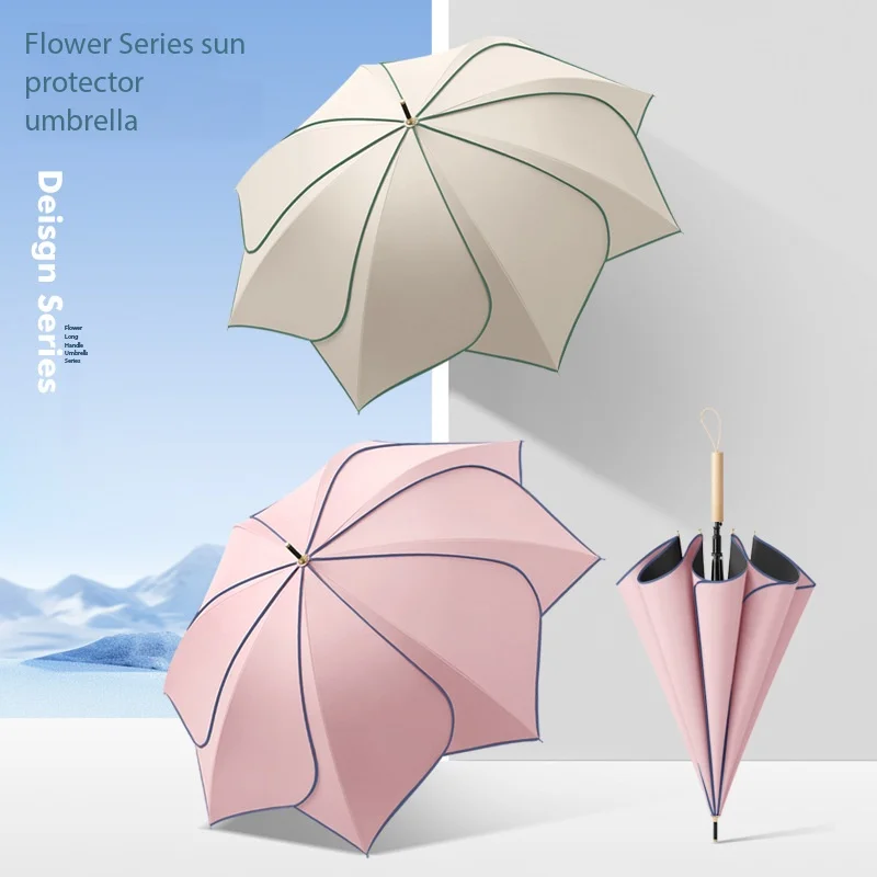 Home High-looking female creative straight umbrella with flowers, solid color, long handle, anti-UV sun umbrella, rain or shine
Home High-looking female creative straight umbrella with flowers, solid color, long handle, anti-UV sun umbrella, rain or shine