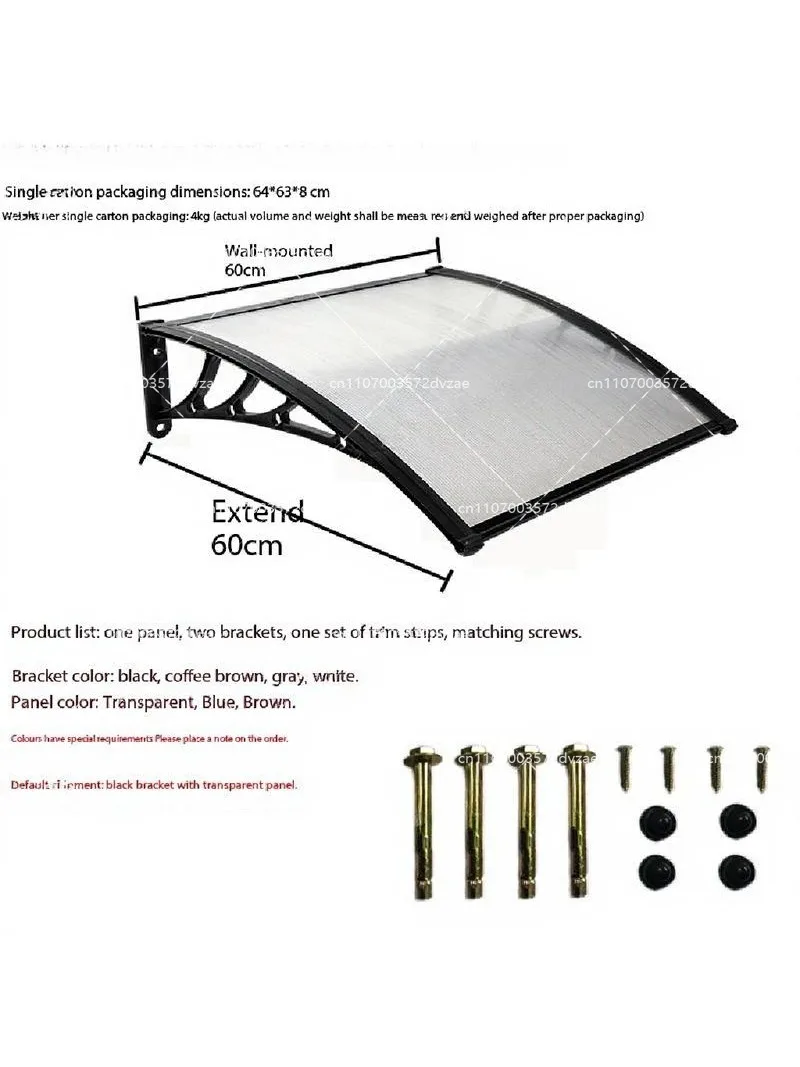Canopy household transparent PC sun board canopy balcony window door terrace awning outdoor awning
Canopy household transparent PC sun board canopy balcony window door terrace awning outdoor awning