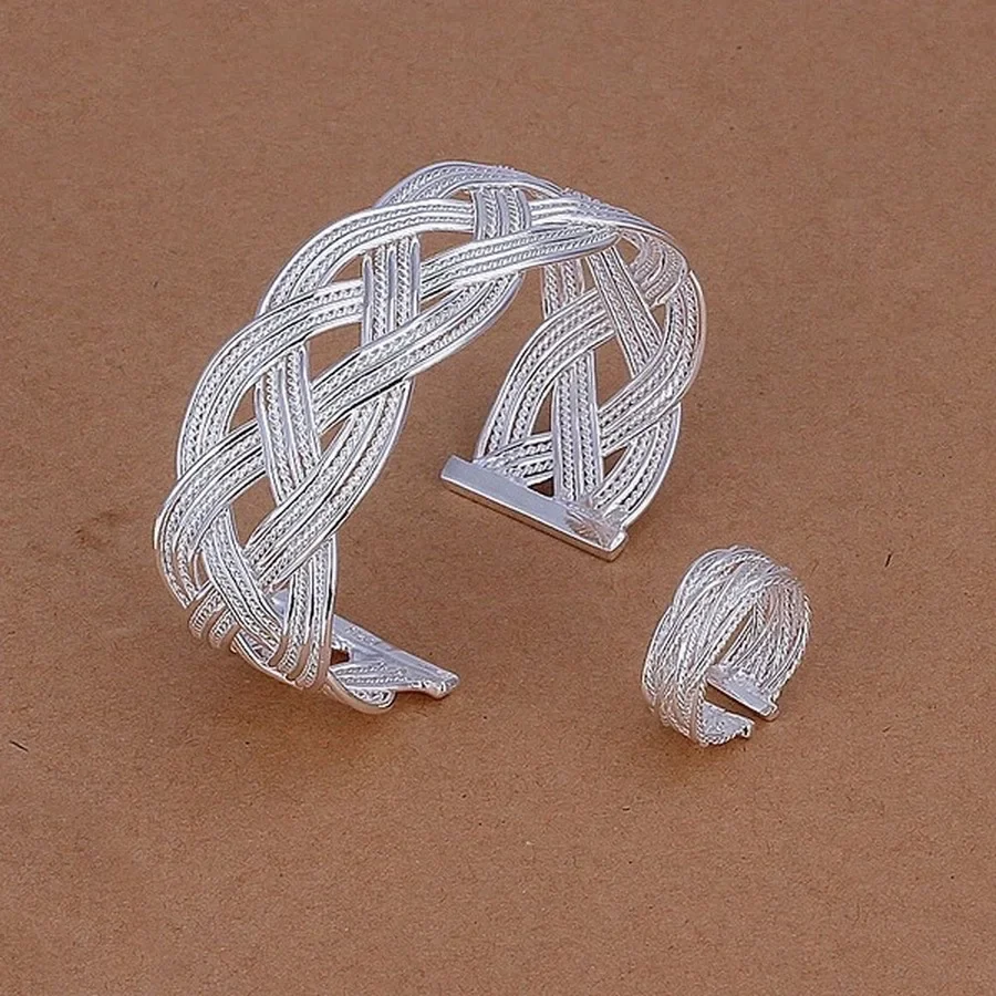 Wholesale Wedding 925 Sterling Silver for Women Lady Open Bangle Bracelet Ring Fashion Jewelry Set Party
Wholesale Wedding 925 Sterling Silver for Women Lady Open Bangle Bracelet Ring Fashion Jewelry Set Party