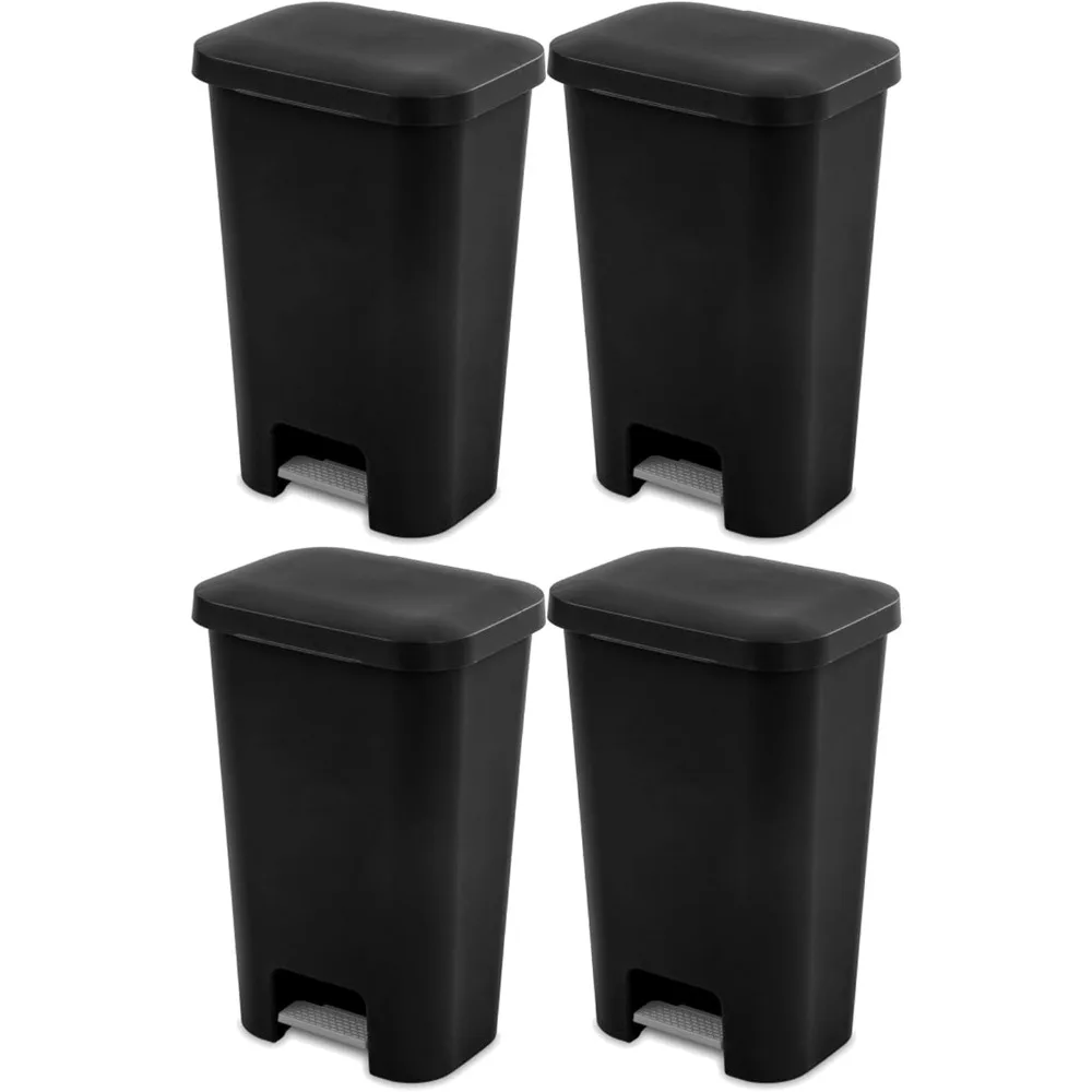 11.9 Gallon Rectangular Step On Kitchen Plastic Indoor Wastebasket with Wide Opening Lid and Comfort Handle for Home, Black (4
11.9 Gallon Rectangular Step On Kitchen Plastic Indoor Wastebasket with Wide Opening Lid and Comfort Handle for Home, Black (4