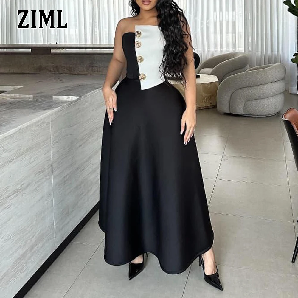 ZIML Elegant Chic Set for Women Strapless Sleeveless Spliced Button Tops High Waist A Line Skirts Chic Fashion Set Female New
ZIML Elegant Chic Set for Women Strapless Sleeveless Spliced Button Tops High Waist A Line Skirts Chic Fashion Set Female New