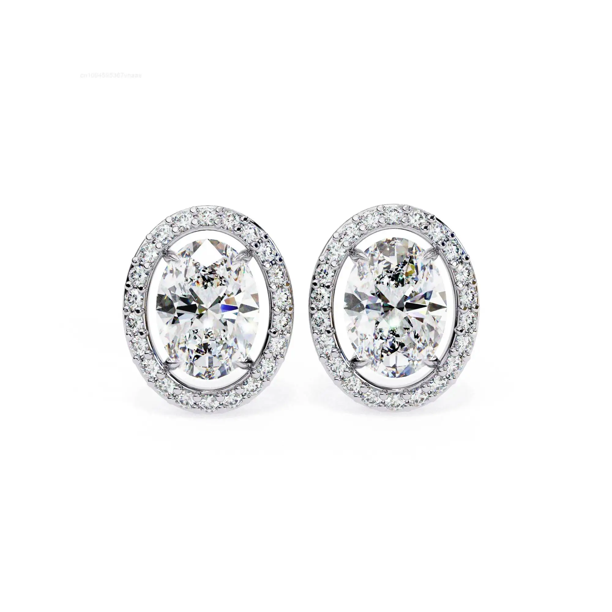 Oval Cut Moissanite Halo Stud Earrings 7.5×5.5mm Center with 1.1mm 44 Side Stones VVS Moissanite Diamond Earrings 14K Solid Gold
Oval Cut Moissanite Halo Stud Earrings 7.5×5.5mm Center with 1.1mm 44 Side Stones VVS Moissanite Diamond Earrings 14K Solid Gold