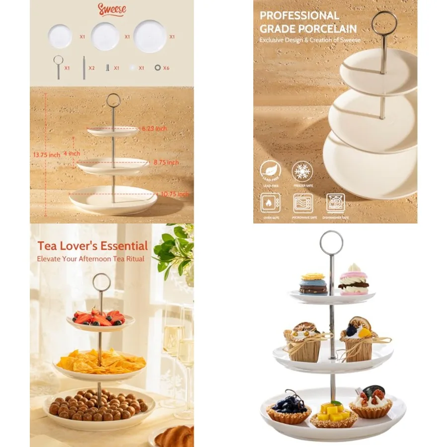 3 Tier Cupcake Stand- White Porcelain Cake Stand- Dessert Stand, Tiered Serving Trays for Parties
3 Tier Cupcake Stand- White Porcelain Cake Stand- Dessert Stand, Tiered Serving Trays for Parties