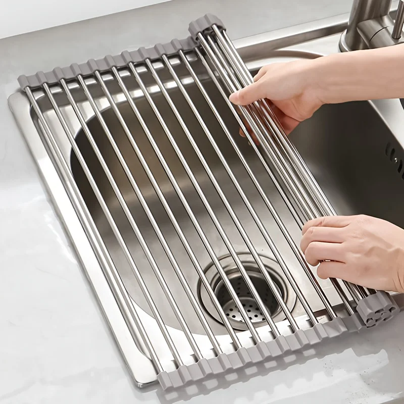 Multi-Size Foldable Kitchen Sink Dish Rack, Roll Up Stainless Steel Dish Drying Organizer
Multi-Size Foldable Kitchen Sink Dish Rack, Roll Up Stainless Steel Dish Drying Organizer