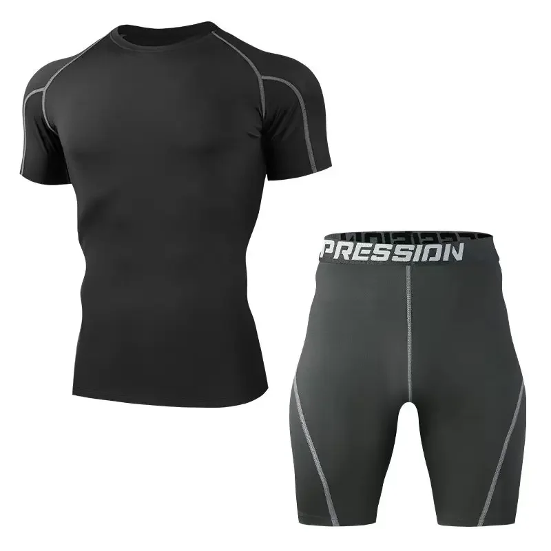 Men's training set, 2-piece sportswear with elasticity, muscle fit compression suit fitness shorts moisture-wicking and flexible
Men's training set, 2-piece sportswear with elasticity, muscle fit compression suit fitness shorts moisture-wicking and flexible