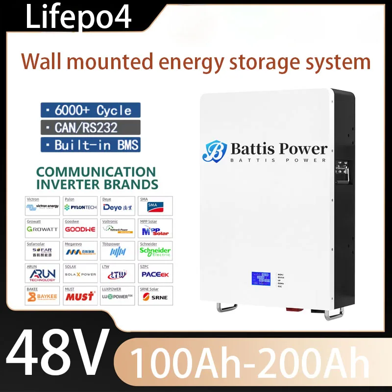 48V 200Ah LiFePO4 Battery Pack 10KWh Power Wall 6000 Cycle Lithium Iron Phosphate Buitl-in BMS CAN RS485 Monitor EU US Tax Free
48V 200Ah LiFePO4 Battery Pack 10KWh Power Wall 6000 Cycle Lithium Iron Phosphate Buitl-in BMS CAN RS485 Monitor EU US Tax Free