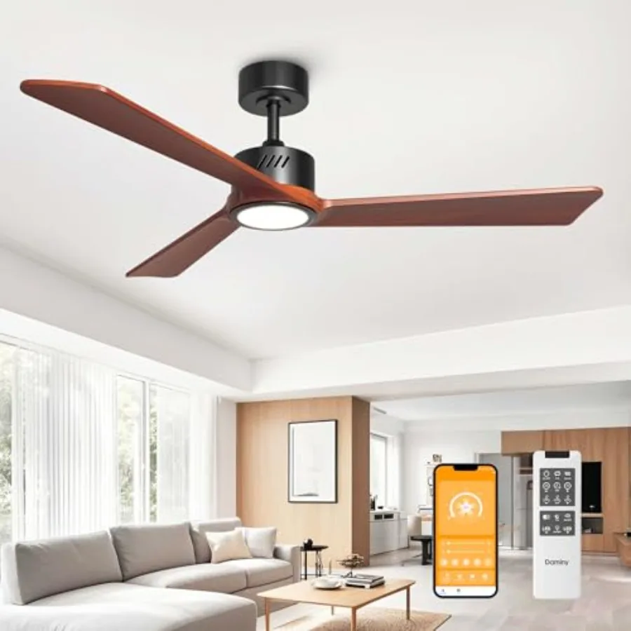 Ceiling fan for living room: natural solid wood, black, 52 inch, 3 blade, 6CCT light, low profile design with remote control
Ceiling fan for living room: natural solid wood, black, 52 inch, 3 blade, 6CCT light, low profile design with remote control