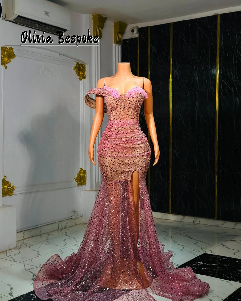 Elegant Light Pink Beaded Aso Ebi Evening Dress Off The Shoulder Split Formal Gown For Wedding Party Mermaid African Customized
Elegant Light Pink Beaded Aso Ebi Evening Dress Off The Shoulder Split Formal Gown For Wedding Party Mermaid African Customized