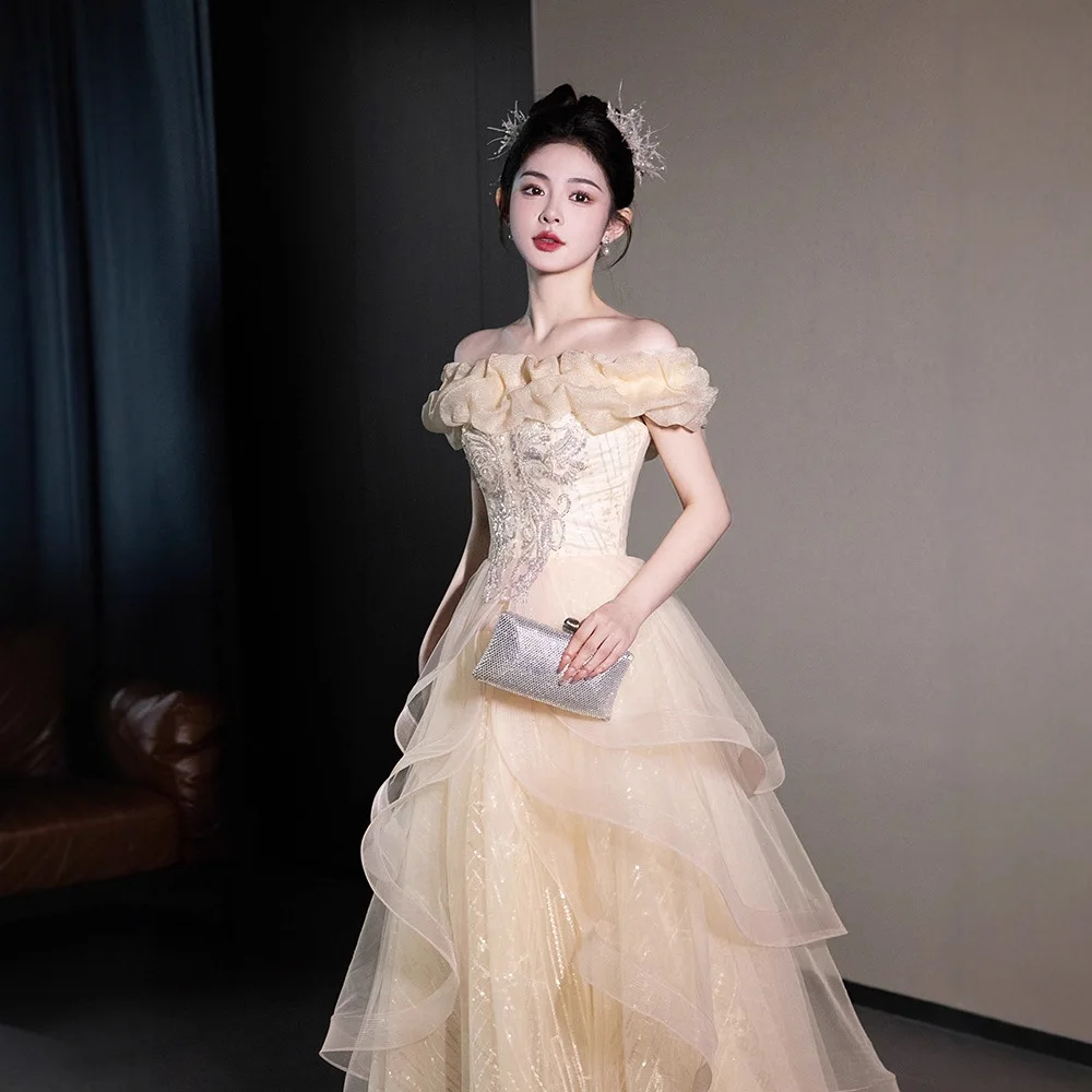 Вечернее платье Ele на одно плечо, 2025, новое, класса люкс, уникальное, для выступлений, для выпускников, для экзаменов по искусству, со средней талией
Вечернее платье Ele на одно плечо, 2025, новое, класса люкс, уникальное, для выступлений, для выпускников, для экзаменов по искусству, со средней талией