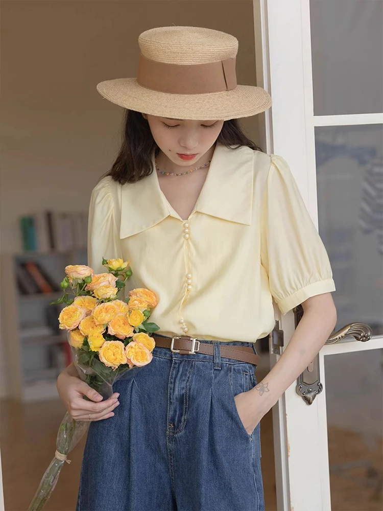 Рубашки с коротким рукавом, женские жаккардовые лоскутные свободные рубашки для вечеринок, французские художественные консервативные студенческие молодежные массивные гламурные рубашки
Рубашки с коротким рукавом, женские жаккардовые лоскутные свободные рубашки для вечеринок, французские художественные консервативные студенческие молодежные массивные гламурные рубашки