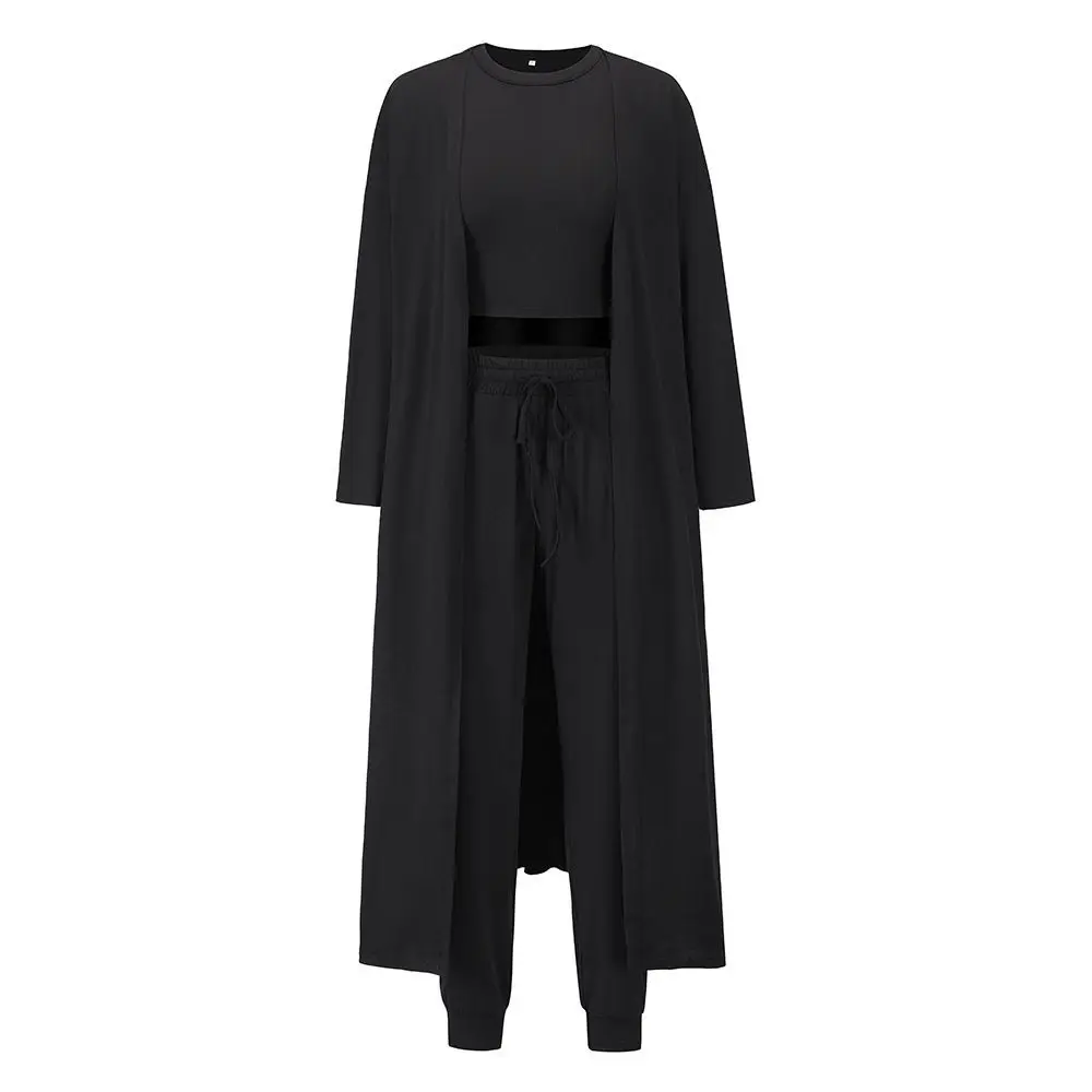 Fashionable Three-Piece Set for Women 2025 Summer Season Comfortable Casual Cross-Border Polyester Long Sleeve Vest Pants 13 Saf6715200dc444a8812888338dad51c74