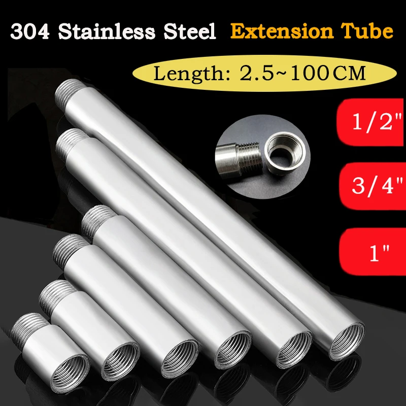 1pcs 1/2" 3/4" 1" L: 2.5~100cm 304 Stainless Steel Extension Tube Pipe Fitting Water Pipe Adapter Faucet Extension Accessories
1pcs 1/2" 3/4" 1" L: 2.5~100cm 304 Stainless Steel Extension Tube Pipe Fitting Water Pipe Adapter Faucet Extension Accessories