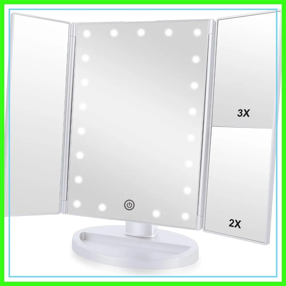 3x/2x Magnification Lighted Vanity Mirror, 21 LEDs Touch Screen, 180° Rotation Countertop Mirror for Makeup, Gift for Women Mom
3x/2x Magnification Lighted Vanity Mirror, 21 LEDs Touch Screen, 180° Rotation Countertop Mirror for Makeup, Gift for Women Mom