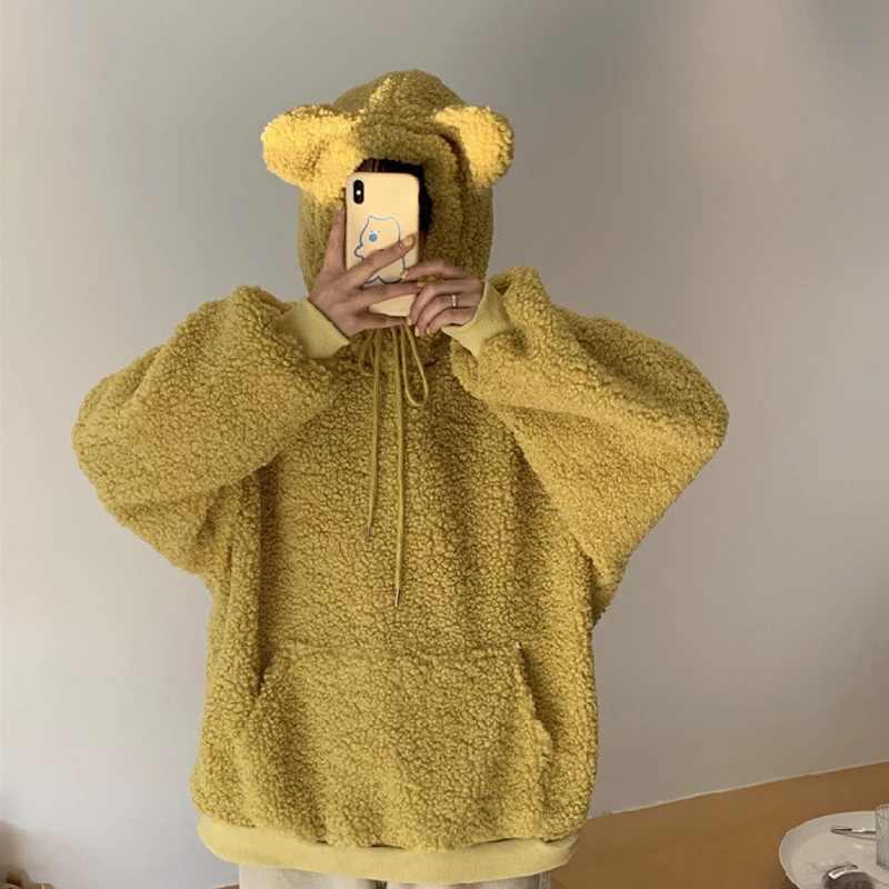 Women Korean Style Students Plus Size Hooded Pullover 2024 Winter Warm Wool Bear Ear Hooded Sweatshirt Oversized Hoodies Tops
Women Korean Style Students Plus Size Hooded Pullover 2024 Winter Warm Wool Bear Ear Hooded Sweatshirt Oversized Hoodies Tops