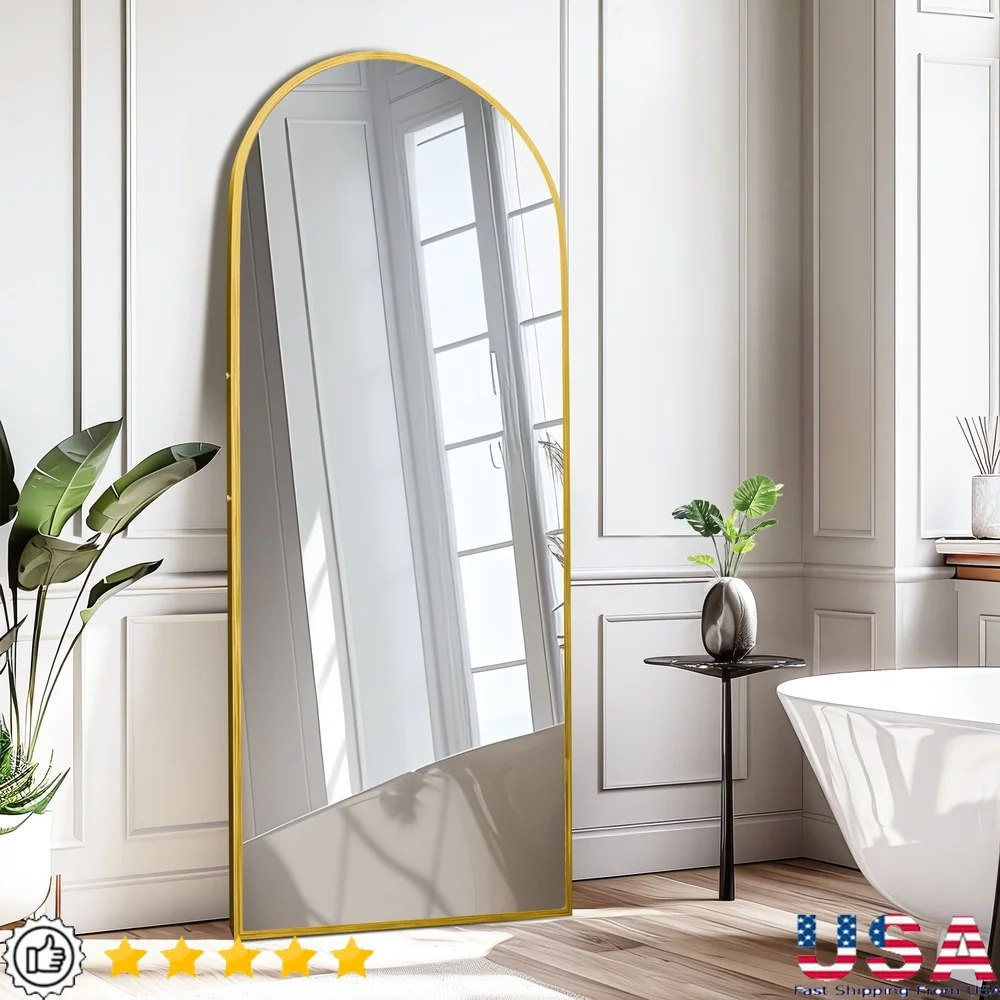 Современное арочное каркасное зеркало из алюминиевого сплава в полный рост, напольное зеркало с подставкой, без искажений, для спальни, гостиной 
Современное арочное каркасное зеркало из алюминиевого сплава в полный рост, напольное зеркало с подставкой, без искажений, для спальни, гостиной