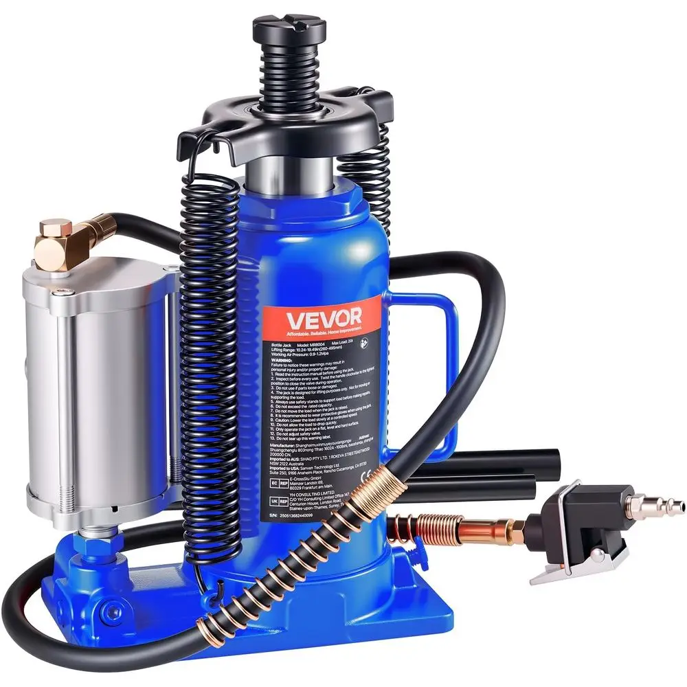 20 Ton Heavy-Duty Air Hydraulic Bottle Jack, 10.2-19.5 Inch Lifting Range for Cars, Trucks, and Auto Repair
20 Ton Heavy-Duty Air Hydraulic Bottle Jack, 10.2-19.5 Inch Lifting Range for Cars, Trucks, and Auto Repair