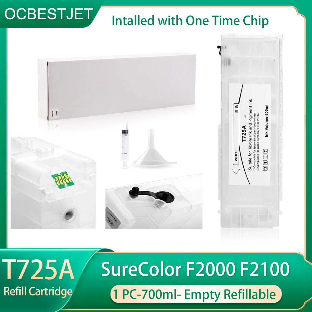 1PC T7251 T7252 T7253 T7254 T725A Refillable Ink Cartridge With Chip For Epson SureColor F2000 F2100 Printer
1PC T7251 T7252 T7253 T7254 T725A Refillable Ink Cartridge With Chip For Epson SureColor F2000 F2100 Printer
