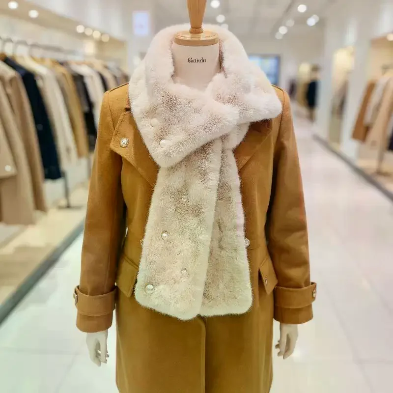 Женский пушистый шарф с кроличьим мехом, зимний теплый шарф с воротником на шею, шарфы в Корейском стиле для девочек, ветрозащитный жемчужный плюшевый снуд, шейный платок
Женский пушистый шарф с кроличьим мехом, зимний теплый шарф с воротником на шею, шарфы в Корейском стиле для девочек, ветрозащитный жемчужный плюшевый снуд, шейный платок