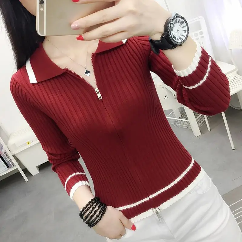 Sweet Autumn Winter Contrast Color Women's Clothing Zipper Long Sleeve Cardigan High-neck Coats Casual Sweaters Knitted Tops
Sweet Autumn Winter Contrast Color Women's Clothing Zipper Long Sleeve Cardigan High-neck Coats Casual Sweaters Knitted Tops