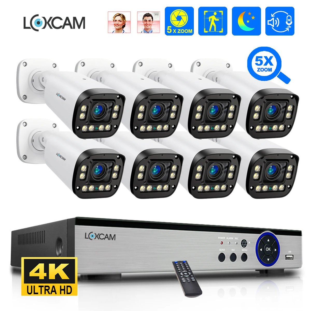 Система видеонаблюдения XMEYE, 8 каналов, 4K 5X, автоматический фокус, зум 2,7-13,5 мм, 8 Мп, распознавание лица, двухстороннее аудио, комплект цветной ночной камеры
Система видеонаблюдения XMEYE, 8 каналов, 4K 5X, автоматический фокус, зум 2,7-13,5 мм, 8 Мп, распознавание лица, двухстороннее аудио, комплект цветной ночной камеры