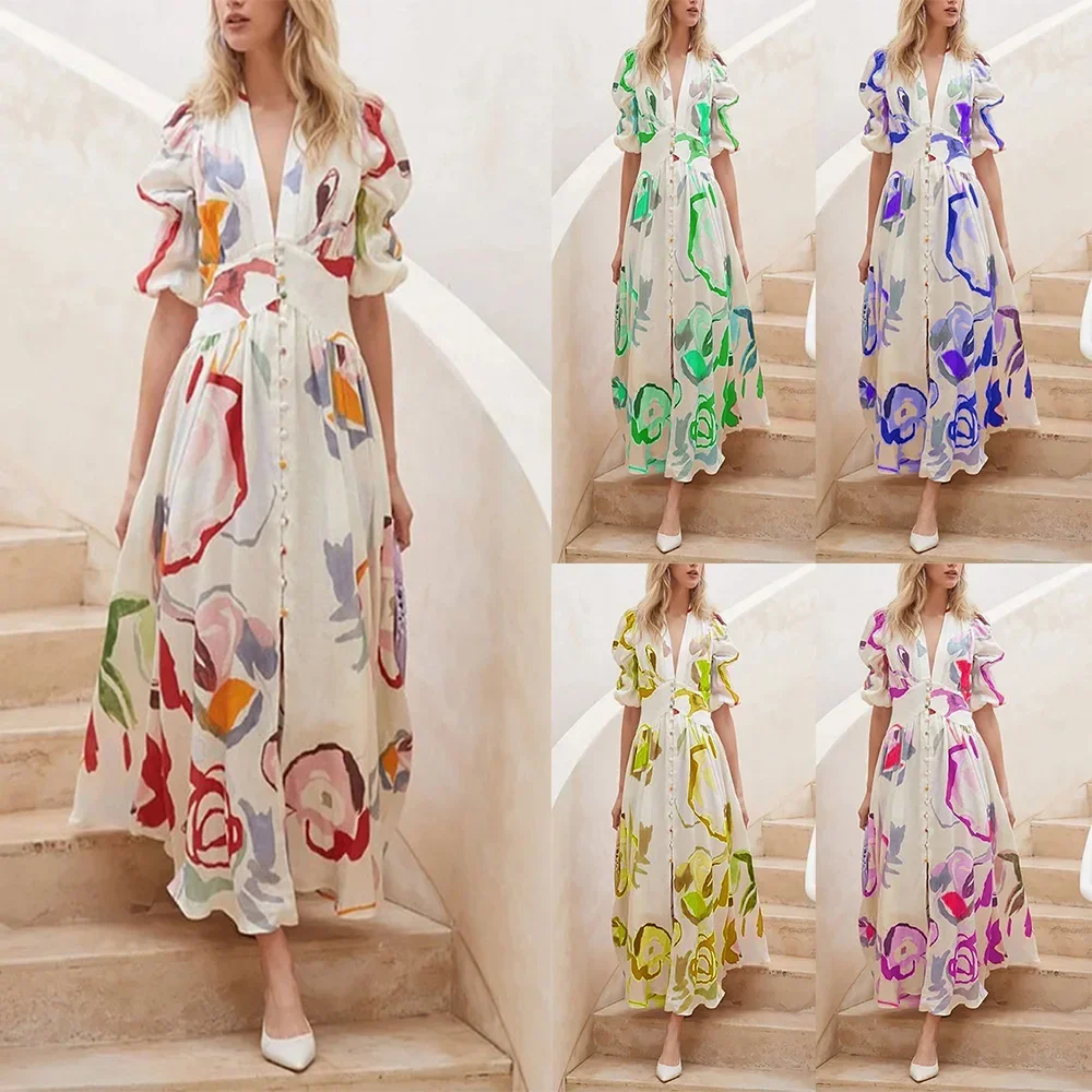 Factory Outlet A Euramerican Ladies Elegant A-Line Beach Summer Vintage V-Neck Floral Print Cotton Women Casual Long Dresses
Factory Outlet A Euramerican Ladies Elegant A-Line Beach Summer Vintage V-Neck Floral Print Cotton Women Casual Long Dresses