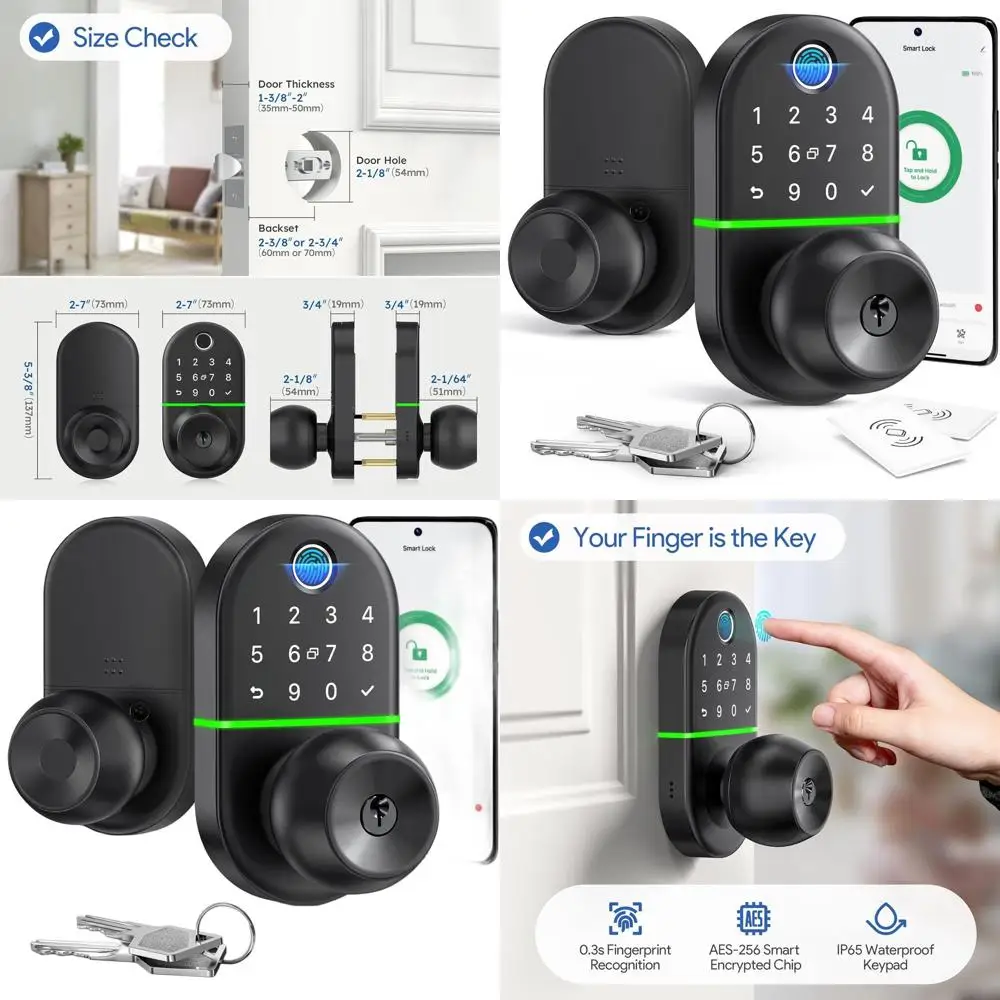 Front Door Access: Digital Keypad Lock with Fingerprint Technology, Simple to Install
Front Door Access: Digital Keypad Lock with Fingerprint Technology, Simple to Install