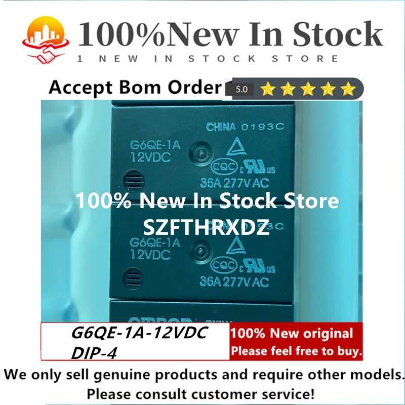 100% NEW ORIGINAL G6QE-1A-12VDC DIP-4 G6QE-1A DC12 DIP4 Power Relay SPST-NO 227V 36A 12VDC
100% NEW ORIGINAL G6QE-1A-12VDC DIP-4 G6QE-1A DC12 DIP4 Power Relay SPST-NO 227V 36A 12VDC
