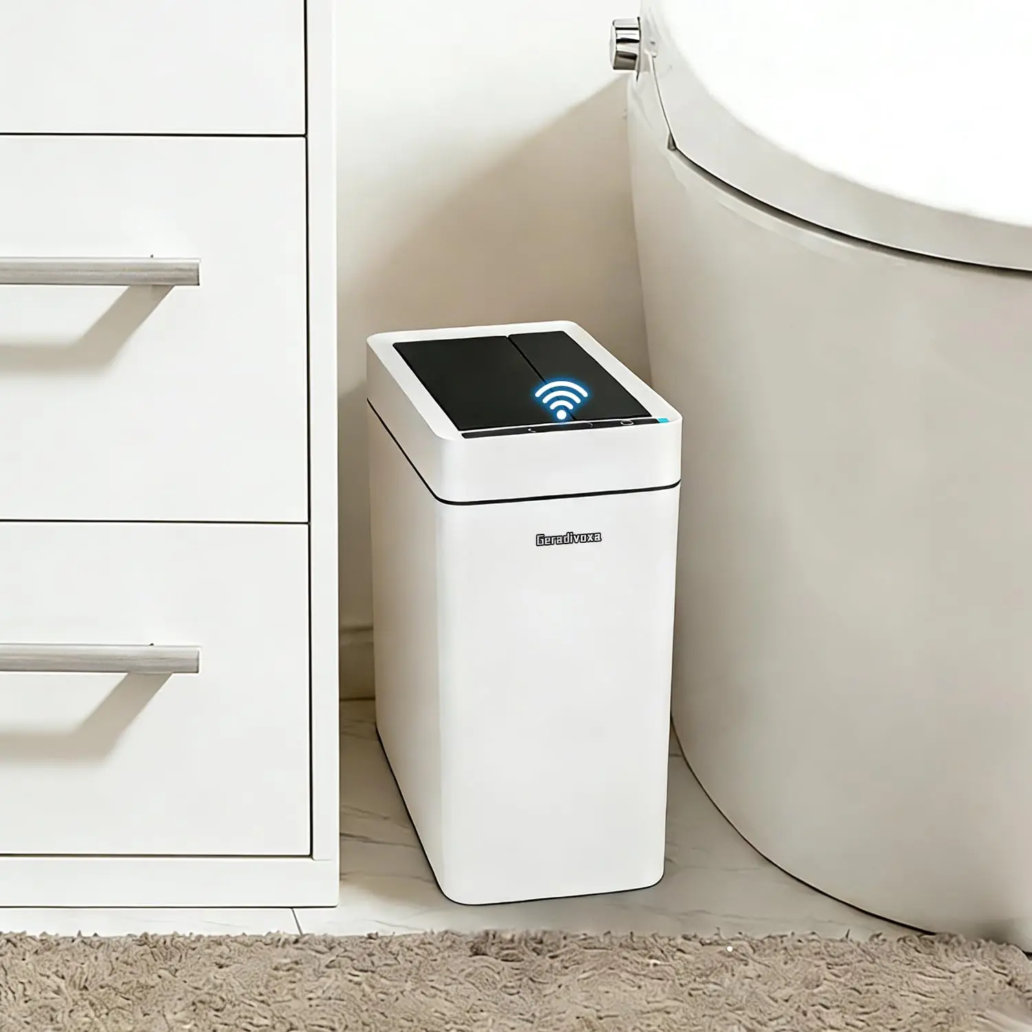 Touchless Automatic Trash Can with Sensor Lid, Auto Bagging, Slim Design for Bathroom Bedroom Office
Touchless Automatic Trash Can with Sensor Lid, Auto Bagging, Slim Design for Bathroom Bedroom Office