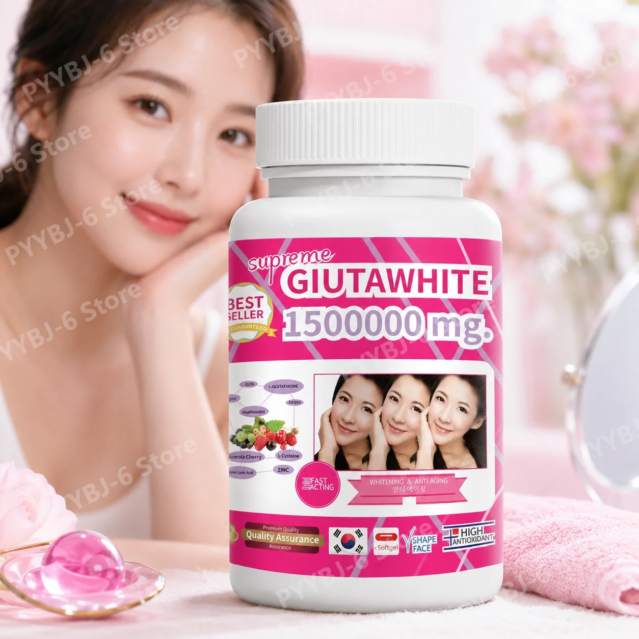 1500000mg Glutathione Capsules with Collagen Antioxidant Beauty Supplement for Skin Glow Hair Nutrition Daily Wellness Support
1500000mg Glutathione Capsules with Collagen Antioxidant Beauty Supplement for Skin Glow Hair Nutrition Daily Wellness Support