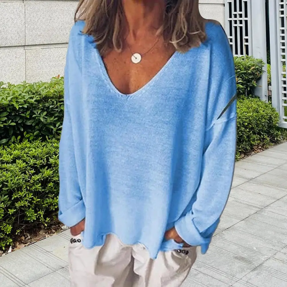 Casual Loose Long Sleeved Solid Color V Neck Women's T-shirt Daily Office Elegant Commuting Style Autumn Top
Casual Loose Long Sleeved Solid Color V Neck Women's T-shirt Daily Office Elegant Commuting Style Autumn Top
