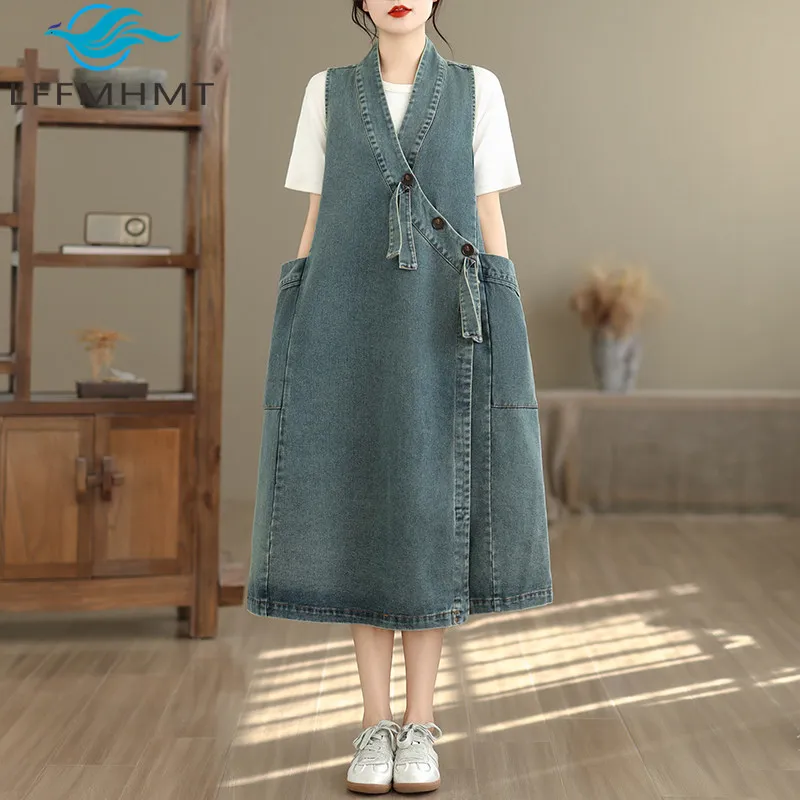2026 Spring New Fashion Vintage Casual Sleeveless Denim Dress for Women Plus Size Mid-Length Female Loose Suspender Frock
2026 Spring New Fashion Vintage Casual Sleeveless Denim Dress for Women Plus Size Mid-Length Female Loose Suspender Frock