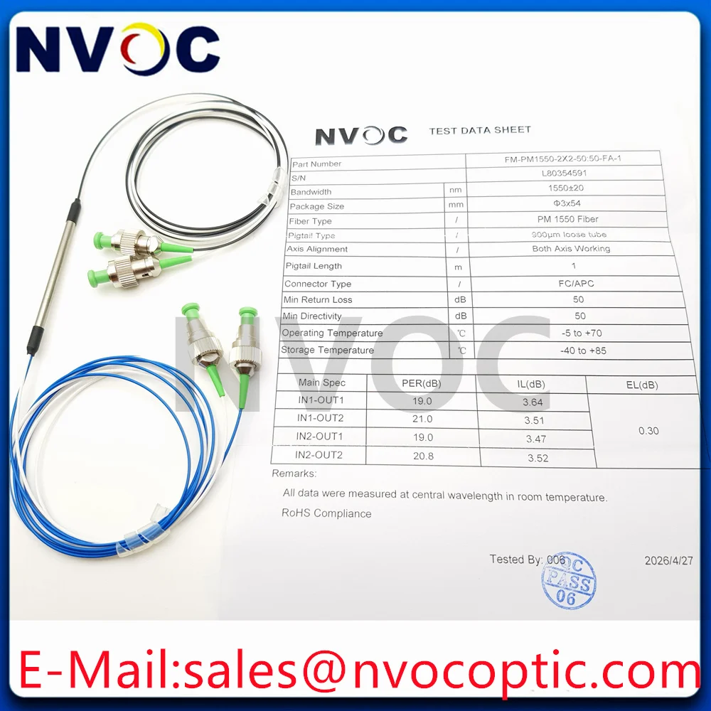 2x2 SM Mini 50:50 1550nm 1M FC APC Polarization Maintenance PM 0.9mm Fiber Optic FBT Coupler With All Input and Output Fiber
2x2 SM Mini 50:50 1550nm 1M FC APC Polarization Maintenance PM 0.9mm Fiber Optic FBT Coupler With All Input and Output Fiber
