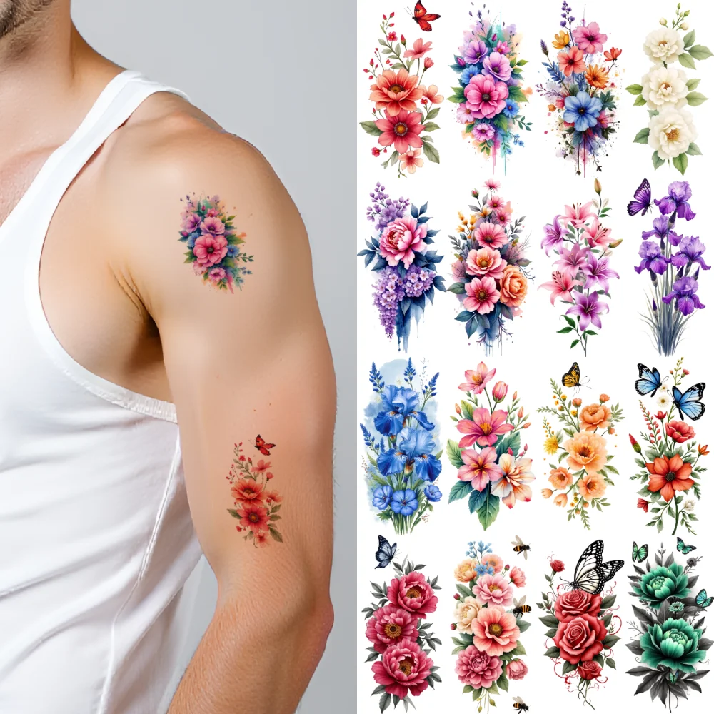 9pcs Temporary Tattoo Artistic Blossoms Waterproof Long-lasting Body Stickers Butterflies Floral Patterns Colorful For Back
9pcs Temporary Tattoo Artistic Blossoms Waterproof Long-lasting Body Stickers Butterflies Floral Patterns Colorful For Back