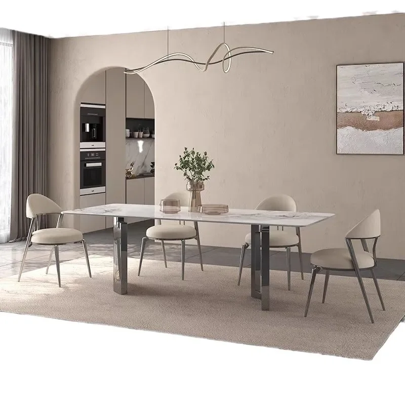 Light luxury supercrystalline stone rock slab dining table combination rectangular modern simplicity
Light luxury supercrystalline stone rock slab dining table combination rectangular modern simplicity