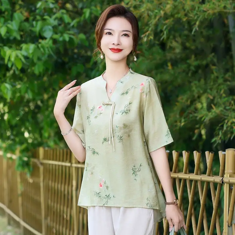 Chinese New Five-quarter Sleeve Fashionable T-shirt Slim Printed Loose Top
Chinese New Five-quarter Sleeve Fashionable T-shirt Slim Printed Loose Top