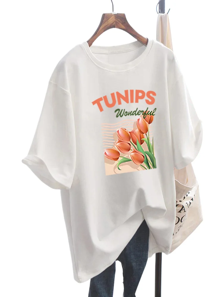 Printed Short Sleeved T-shirt Women Summer Loose Mid Length O-neck Top Student Korean Version Oversized Versatile Basic Tee
Printed Short Sleeved T-shirt Women Summer Loose Mid Length O-neck Top Student Korean Version Oversized Versatile Basic Tee