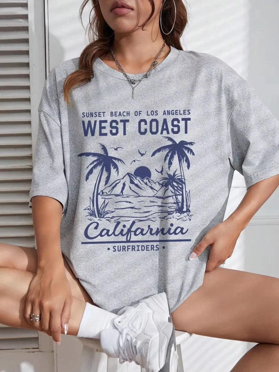 Casual Street Fashion Sleeve Comfortable O-Neck Clothes West Coast Galafonia Print T-Shirts Women's Harajuku Short Sleeve
Casual Street Fashion Sleeve Comfortable O-Neck Clothes West Coast Galafonia Print T-Shirts Women's Harajuku Short Sleeve