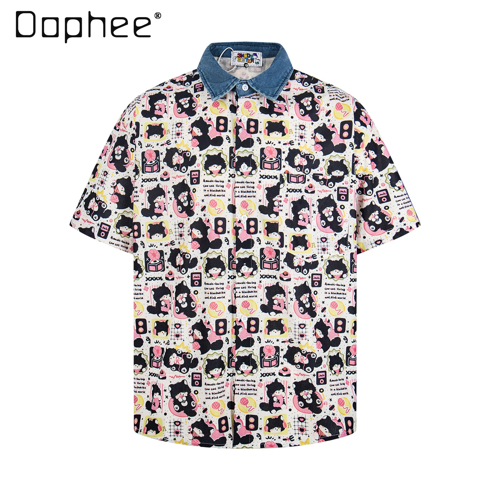 American Retro Cartoon Full Print Denim Collar Short-sleeved Shirt for Men and Women 2026 Summer Loose Design Shirt
American Retro Cartoon Full Print Denim Collar Short-sleeved Shirt for Men and Women 2026 Summer Loose Design Shirt