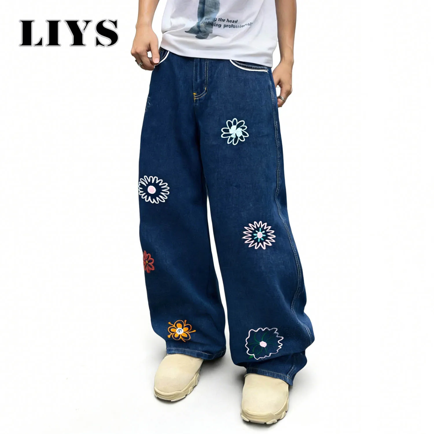 Корейские мужские синие классические ультра мешковатые широкие джинсы Y2K с цветочной вышивкой, однотонные женские повседневные джинсовые брюки унисекс, брюки для мытья полов
Корейские мужские синие классические ультра мешковатые широкие джинсы Y2K с цветочной вышивкой, однотонные женские повседневные джинсовые брюки унисекс, брюки для мытья полов