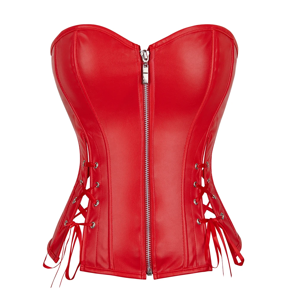 Steampunk Leather Overbust Corset Front Zip Side Straps Decoration Waist Bustier Top Corselet
Steampunk Leather Overbust Corset Front Zip Side Straps Decoration Waist Bustier Top Corselet
