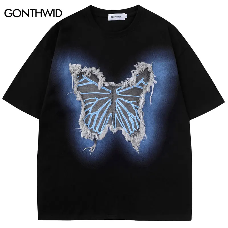 Harajuku Tshirt Embroidery Denim Butterfly Patch Short Sleeve Streetwear T-Shirt 2024 Hip Hop Men Casual Cotton Loose Tee Tops
Harajuku Tshirt Embroidery Denim Butterfly Patch Short Sleeve Streetwear T-Shirt 2024 Hip Hop Men Casual Cotton Loose Tee Tops